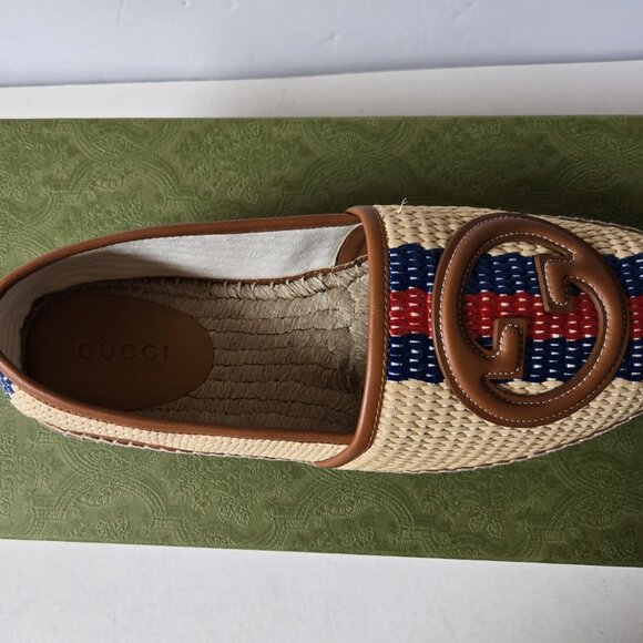 NIB Gucci Men's raffia interlocking G espadrilles G 10.5 US 11 - Picture 5 of 9